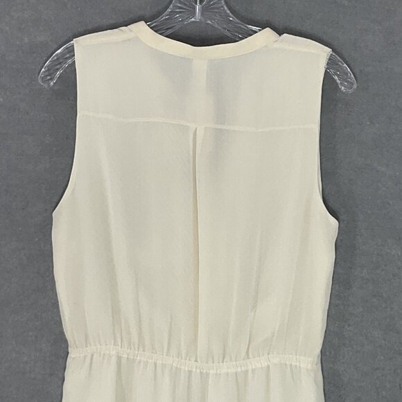 H&M Dress Women 10 Ivory Black Buttons Trim Pintuck Lined Ivy Preppy Timeless - Picture 6 of 13
